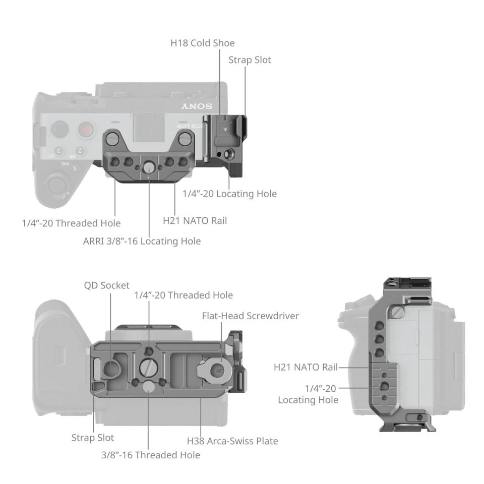SmallRig 4772 Sony FX3 / FX3A / FX30 için  ''HawkLock'' Hızlı Çıkarma Yarım Kafesi