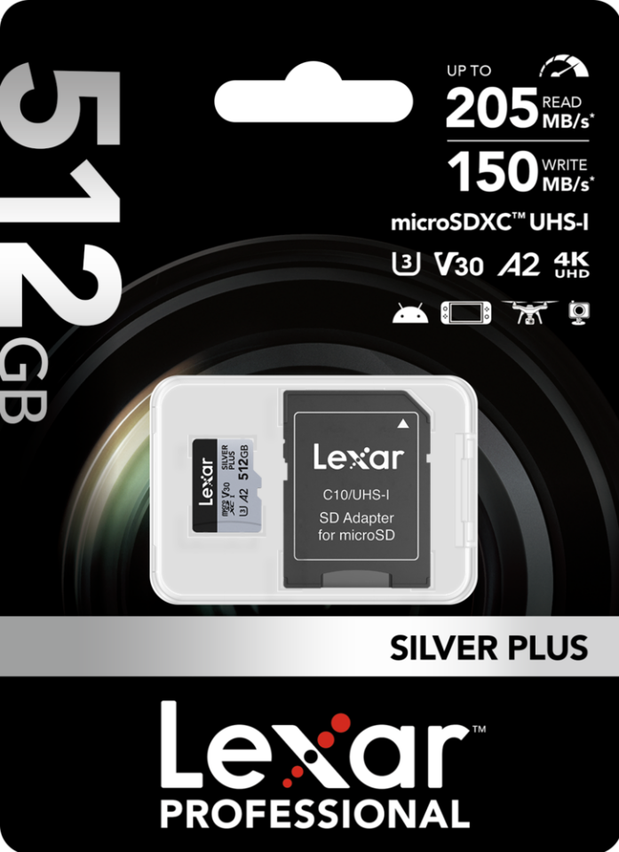 Lexar 512GB UHS-I microSDXC V30 4K Silver Plus Professional Hafıza Kartı