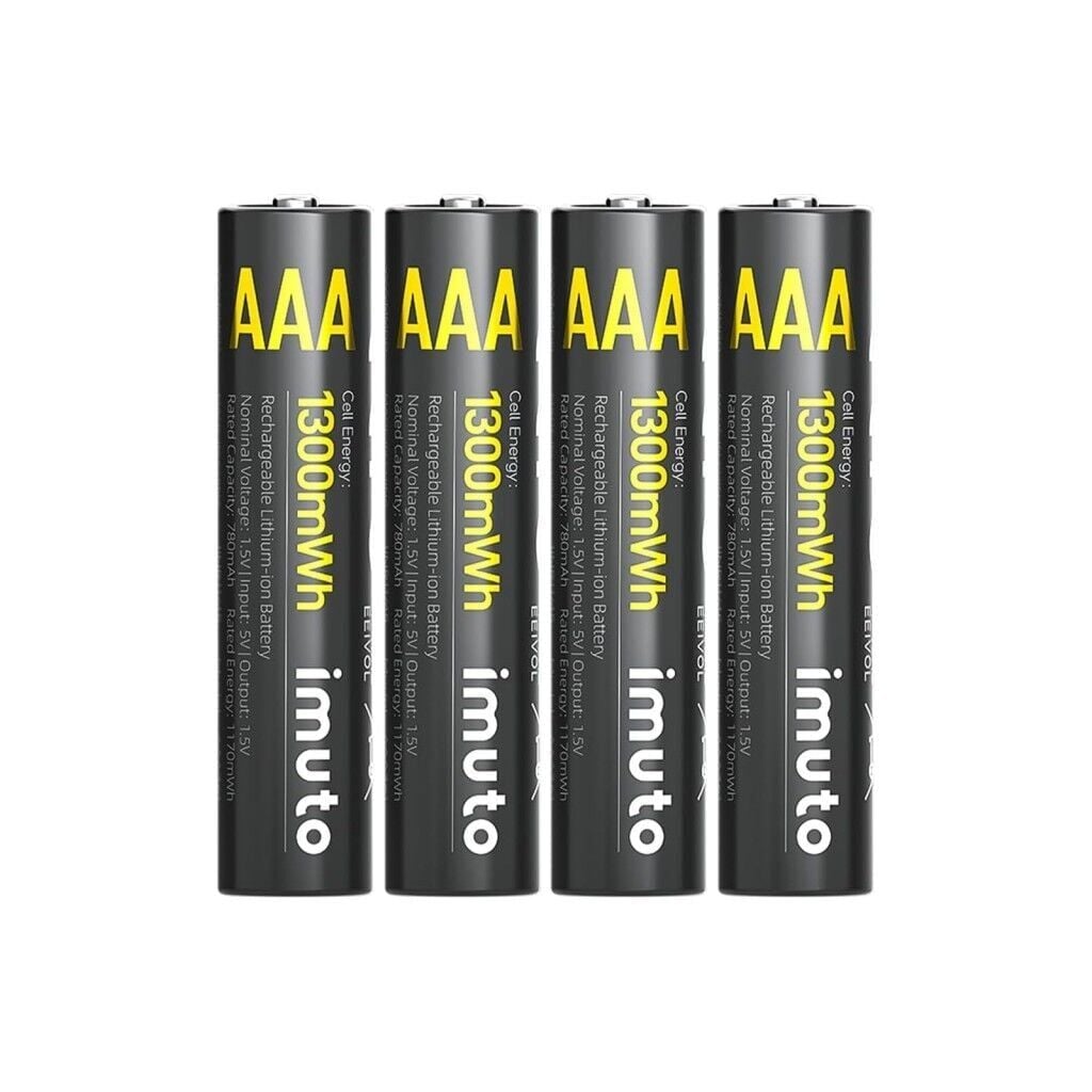 Imuto 1300mWh AAA Şarj Edilebilir Lityum Pil (4’lü Paket)
