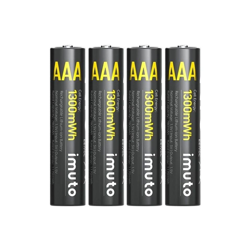 Imuto 1300mWh AAA Şarj Edilebilir Lityum Pil (4’lü Paket)
