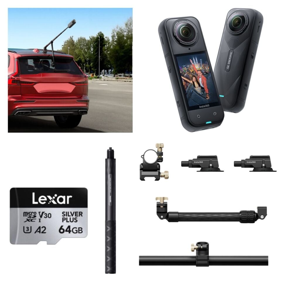 Insta360 X5 Aksiyon Kamerası - Racing Araç Kit 64 GB Micro SD