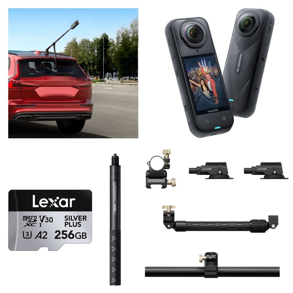 Insta360 X5 Aksiyon Kamerası - Racing Araç Kit 256 GB Micro SD