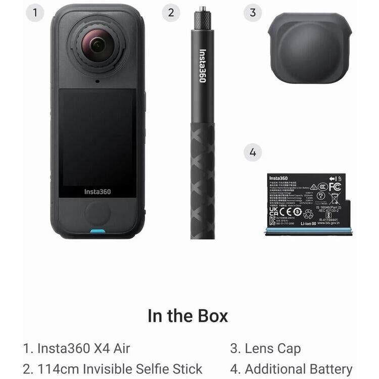 Insta360 X4 Air Siyah Aksiyon Kamerası - Başlangıç Kiti