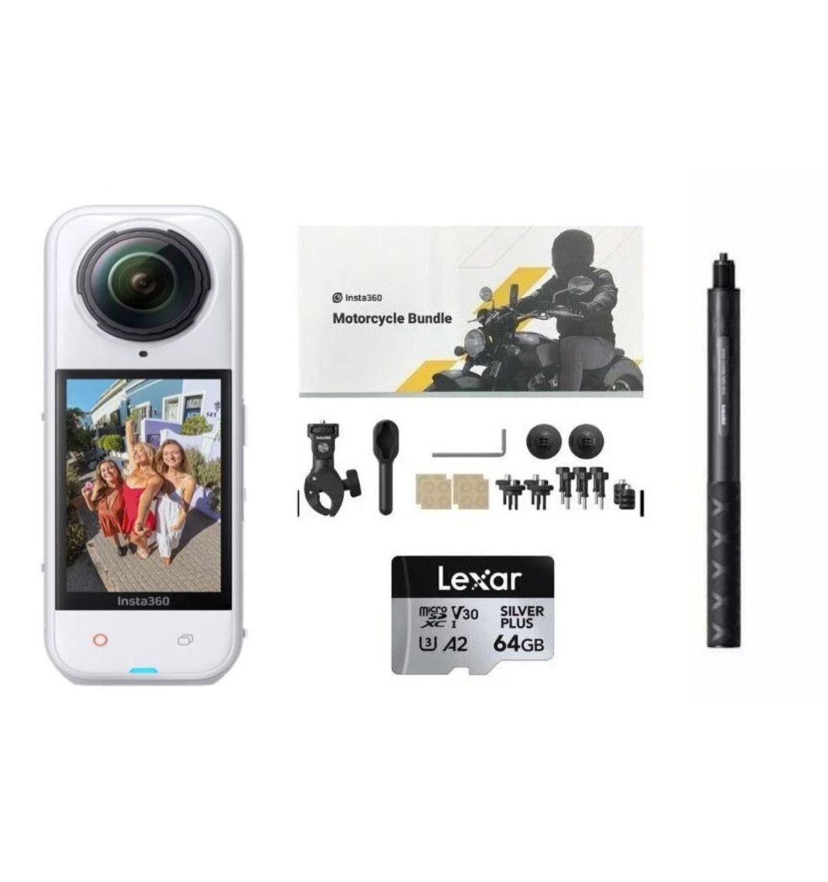 Insta360 X5 White Aksiyon Kamerası - Motosiklet Kiti 64 GB (Foto Ekspres)