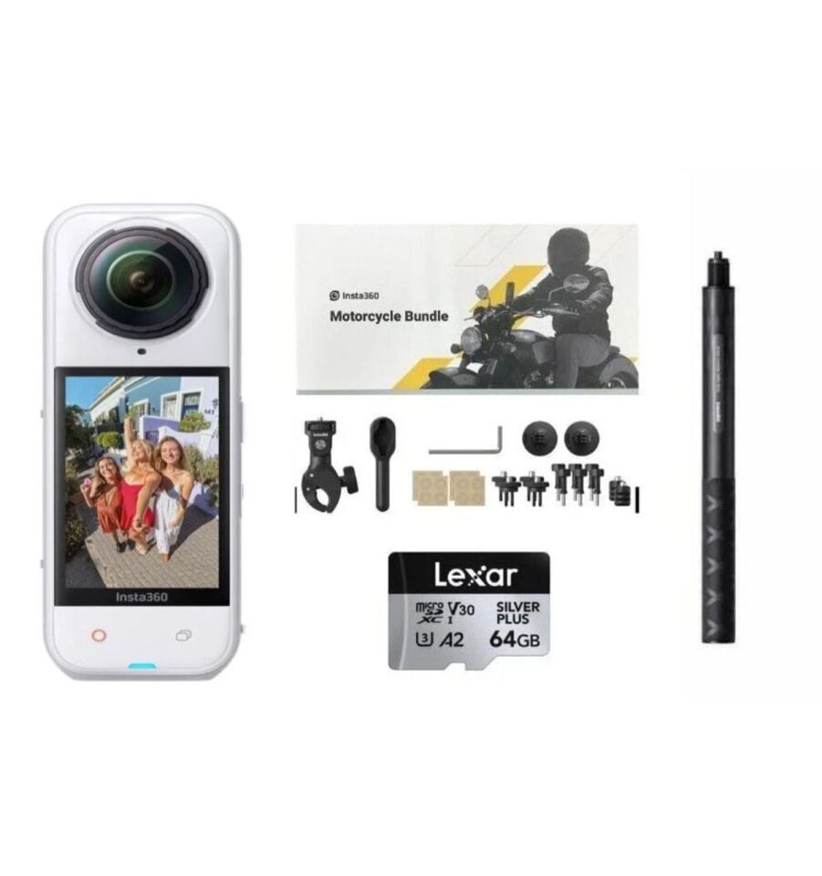 Insta360 X5 White Aksiyon Kamerası - Motosiklet Kiti 64 GB (Foto Ekspres)