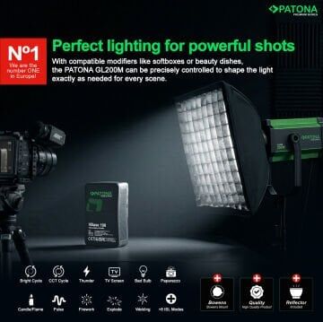 Patona 4169 Premium GL200M Bi-Color Cob-Led-Stüdyo Işığı 200W