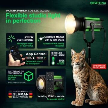 Patona 4169 Premium GL200M Bi-Color Cob-Led-Stüdyo Işığı 200W