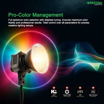 Patona 4172 Premium Sq200RGB Led-Video Işığı 200W Cob ( Sert Taşıma Çantasıyla Birlikte )
