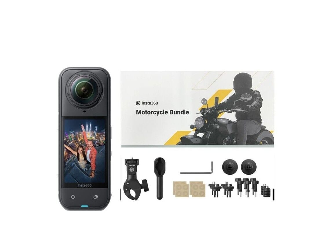 Insta360 X5 Siyah Aksiyon Kamerası - Motosiklet Kiti
